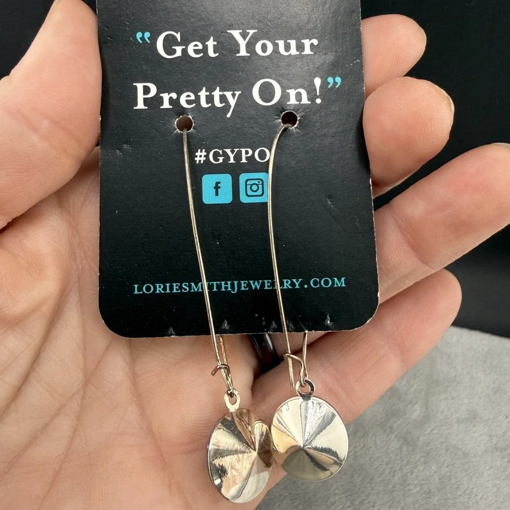 Pierced Dangle Drop Rhinestone Silver Tone Lori Smith‎ Earrings